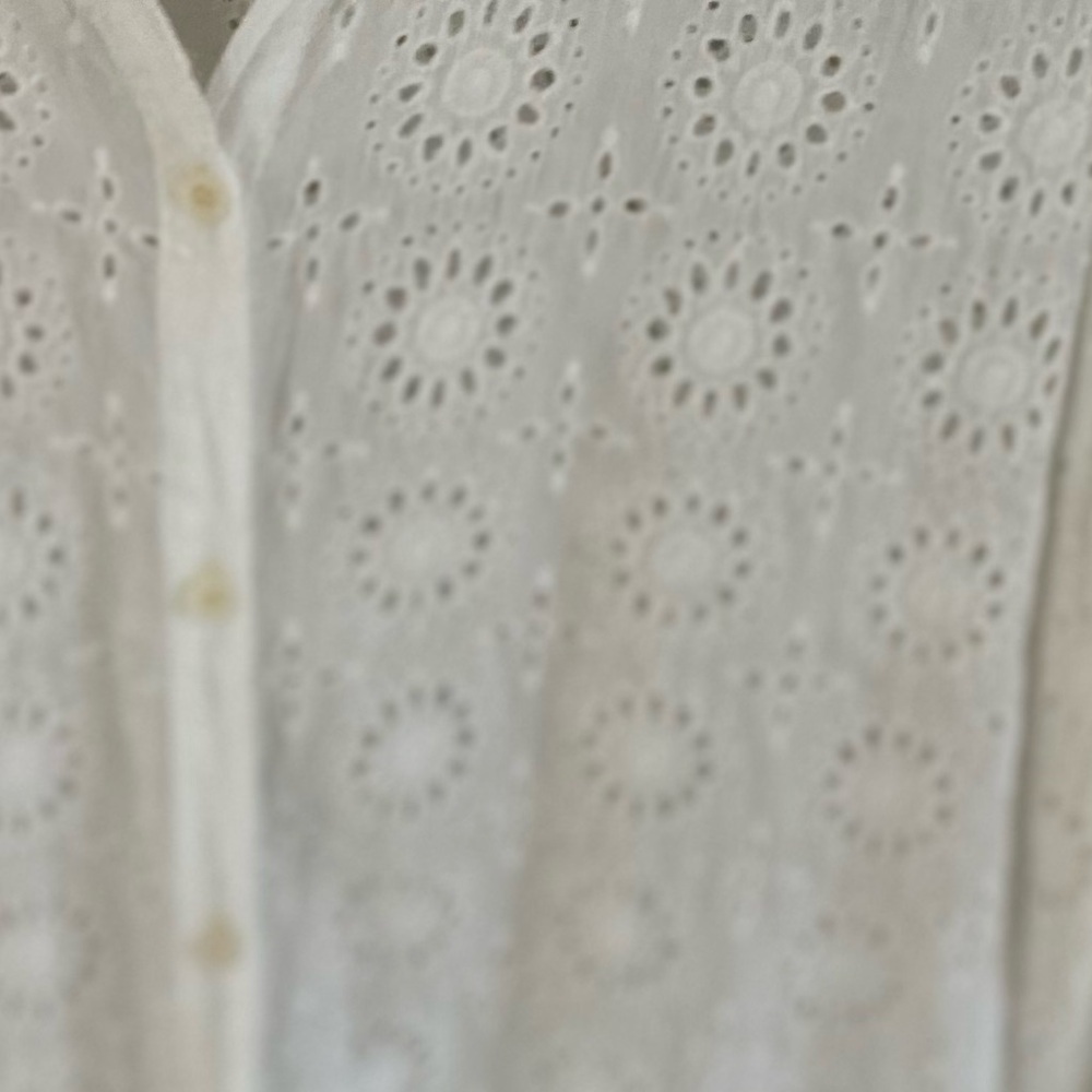 Johnny Was White Eyelet Shirt Dress/ Coverup - Size Medium - Picture 13 of 15